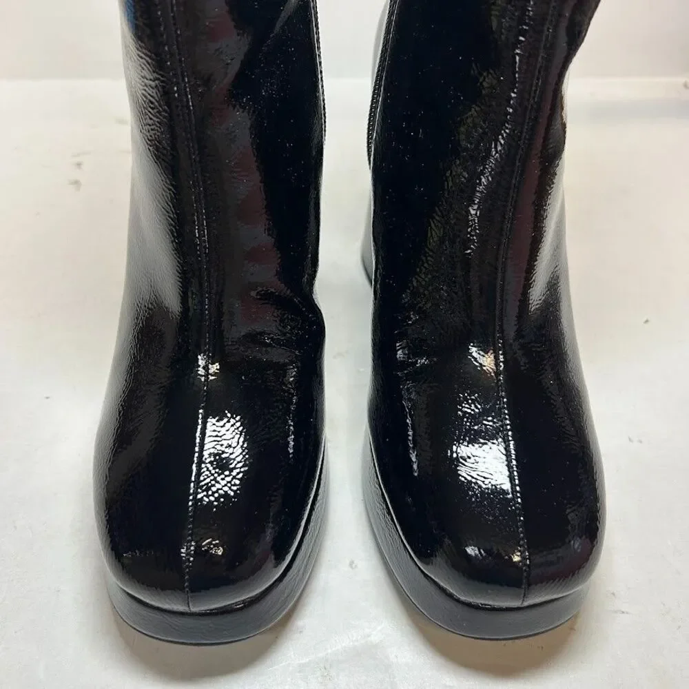 Guess Womens 6 M Black Patent Danca Zip Up Platform Ankle Boots NIB RZ8